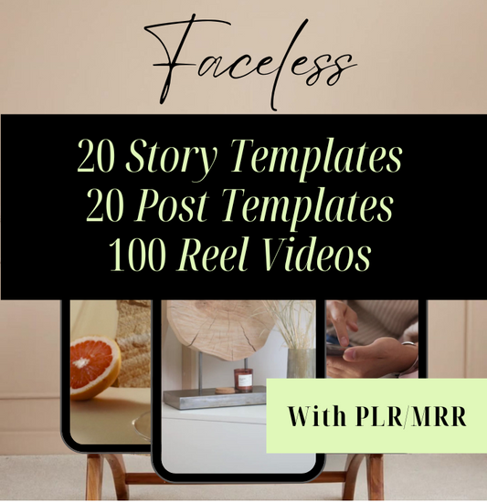 Faceless Instagram Starter Kit - High quality Booho Aesthetic: 100 Video Reels Library | 20 Story Templates | 20 Post Templates